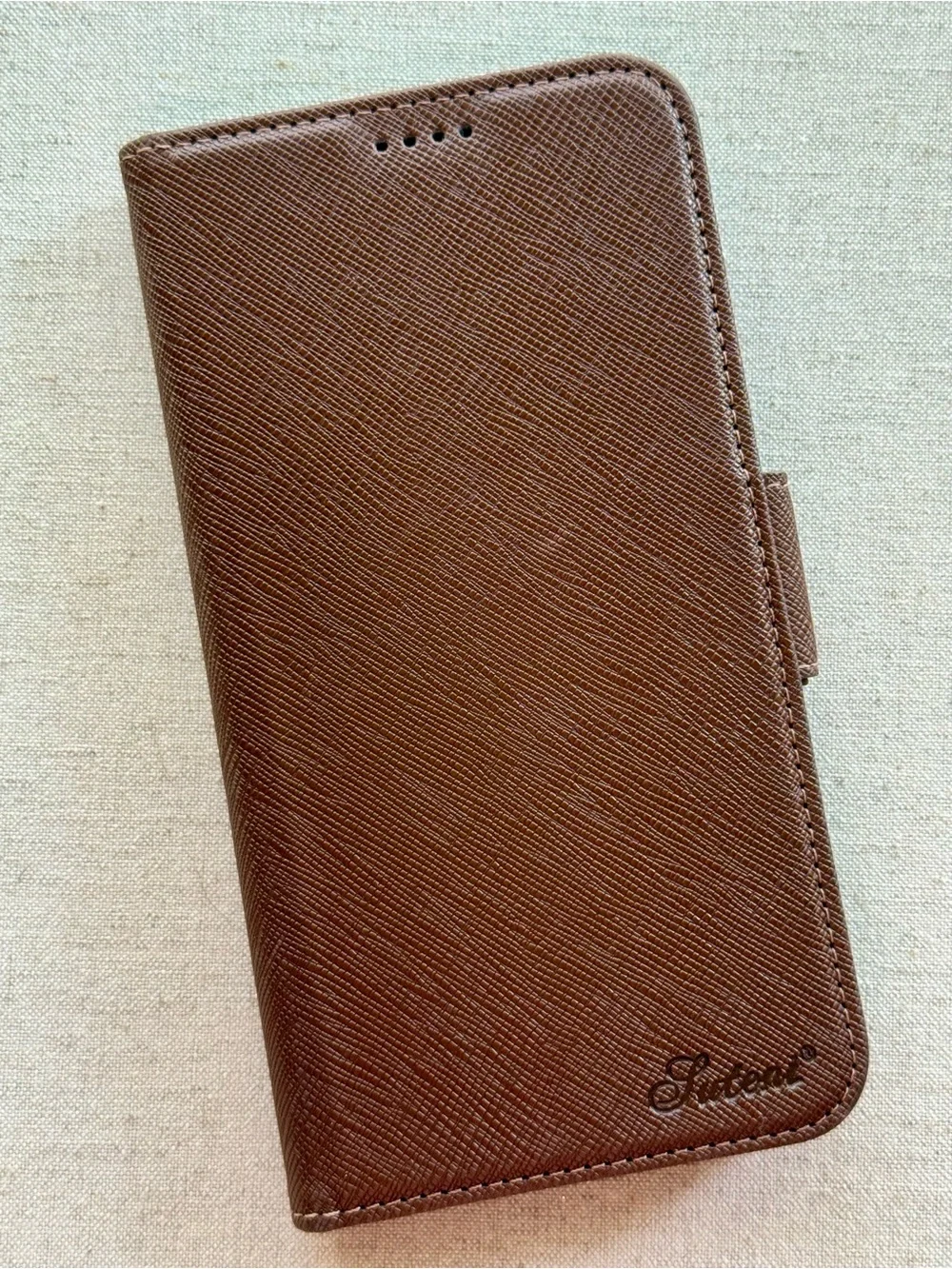 iPhone 14 Pro Max Brown Leather Wallet Case | Magnetic Closure | Card Holder
